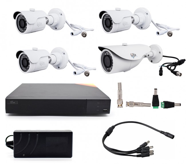 Комплект видеонаблюдения axios на 4 камеры AHD FullHD(1080p) уличные камеры варифакальные "Для наблюдения по периметру"