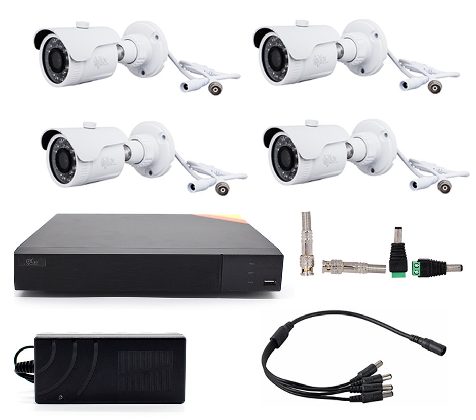  видеонаблюдения на 4 камеры AHD FullHD(1080p) уличные камеры .