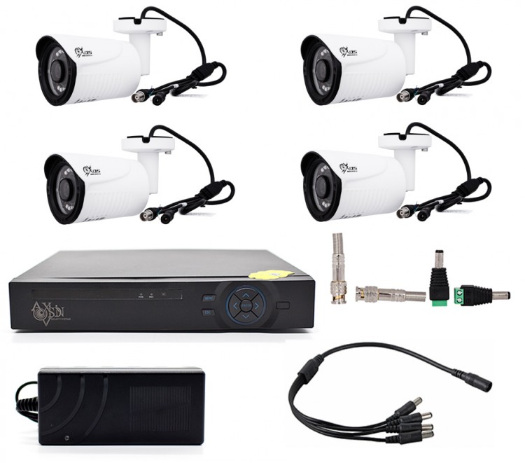 Комплект видеонаблюдения на 4 камеры AHD FullHD(1080p) уличные камеры .